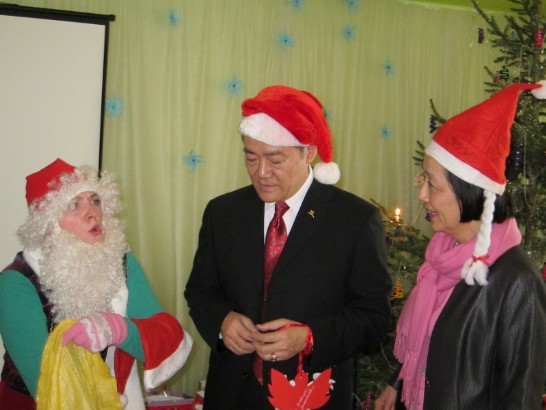 Amb. Ko ,Madame Ko and one of the staff of the Saldus Family Support Day Center 