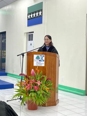 Ambassador Jessica Lee delivered a speech at the graduation ceremony of Palau Community College